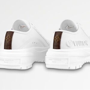 Louis Vuitton Squad Trainer Sneakers with Brown Monogram Heel Tab